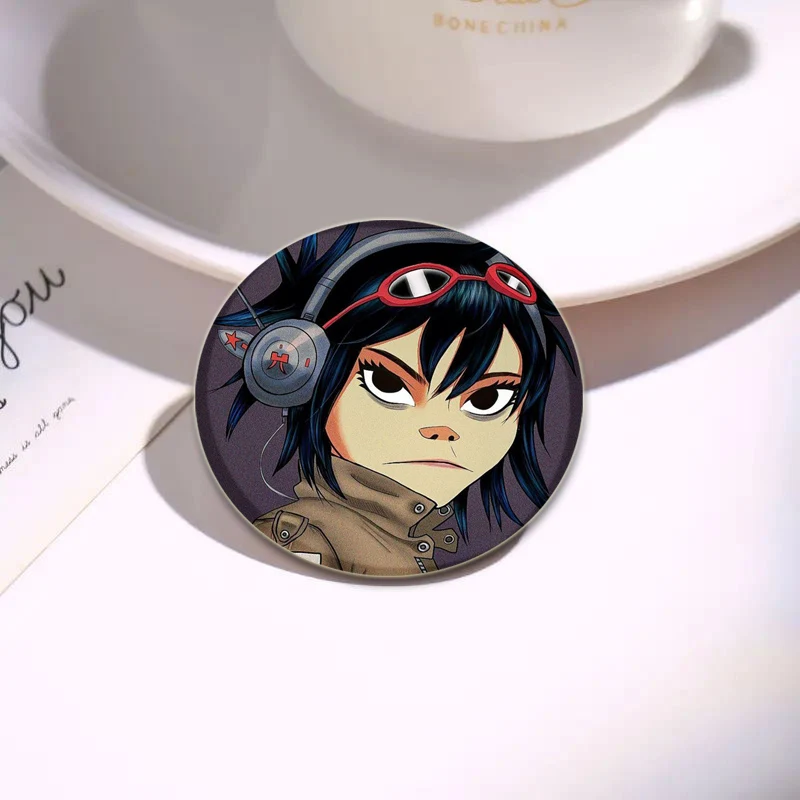 Gorillaz Band Pin Round Cartoon Funny Snap-in Brooches for Backpack Cothes Accessories Anime Collection Badge Pop Virtual Bands