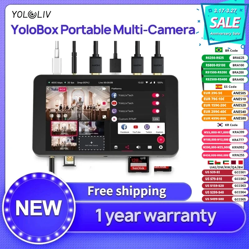 YoloLiv YoloBox Pro Portable Multi-Camera Live Streaming Studio Device Encoder Switcher Recorder Monitor Equipment