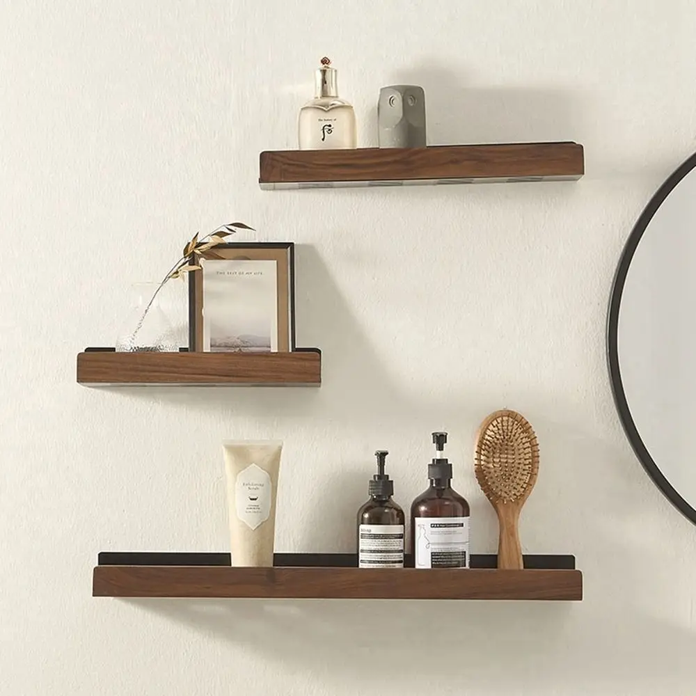 

Wood Wall Mounted Cosmetic Storage Moisture-proof Home Decor Storage Rack Shampoo Holder Bathroom Shelf Cosmetic Organizer