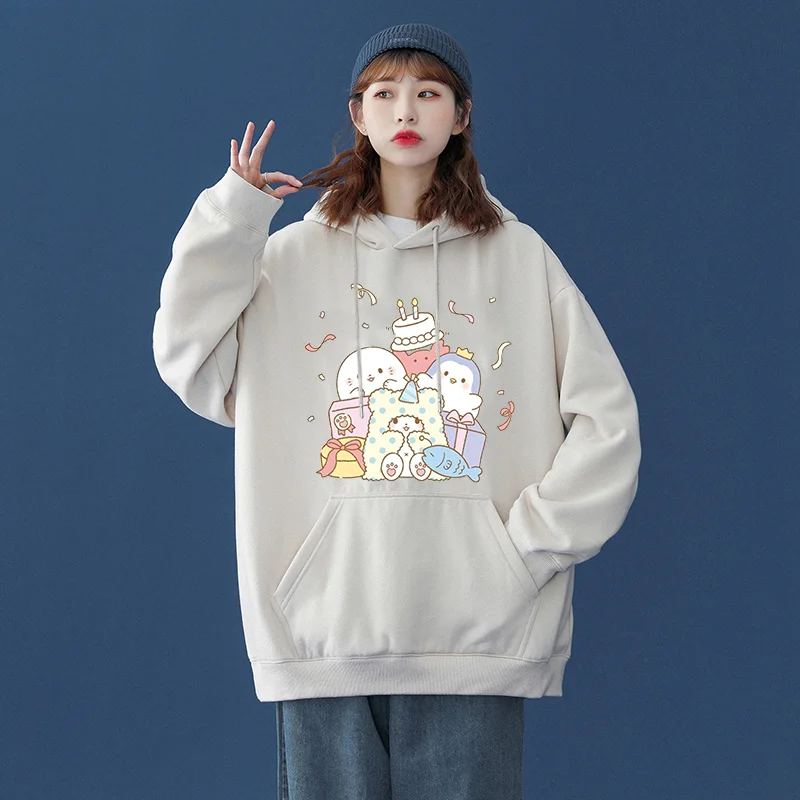 

Sanrio Marumofubiyori Men Women Hoodies Casual Hip Hop Streetwear Long Sleeves Sweatshirts Boys Girls Autumn Tops Coats K