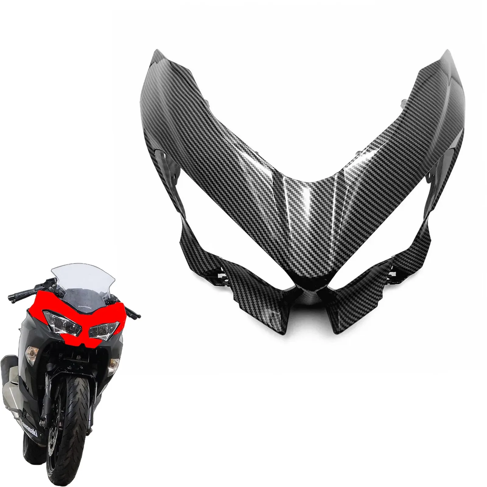 

Carbon Fiber Pattern Headlight Cowling Cover Fairing Fender for kawasaki ninja 400 ex400 2018 - 2023