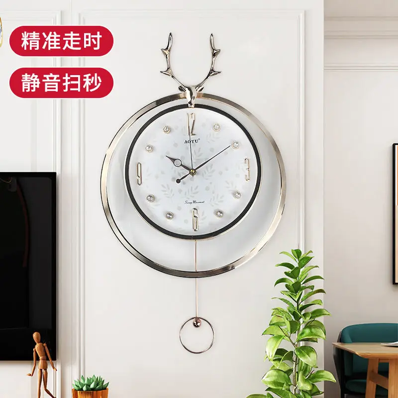 European deer head home living room decoration fashion creative net red quiet quartz clock wall clock home decoration