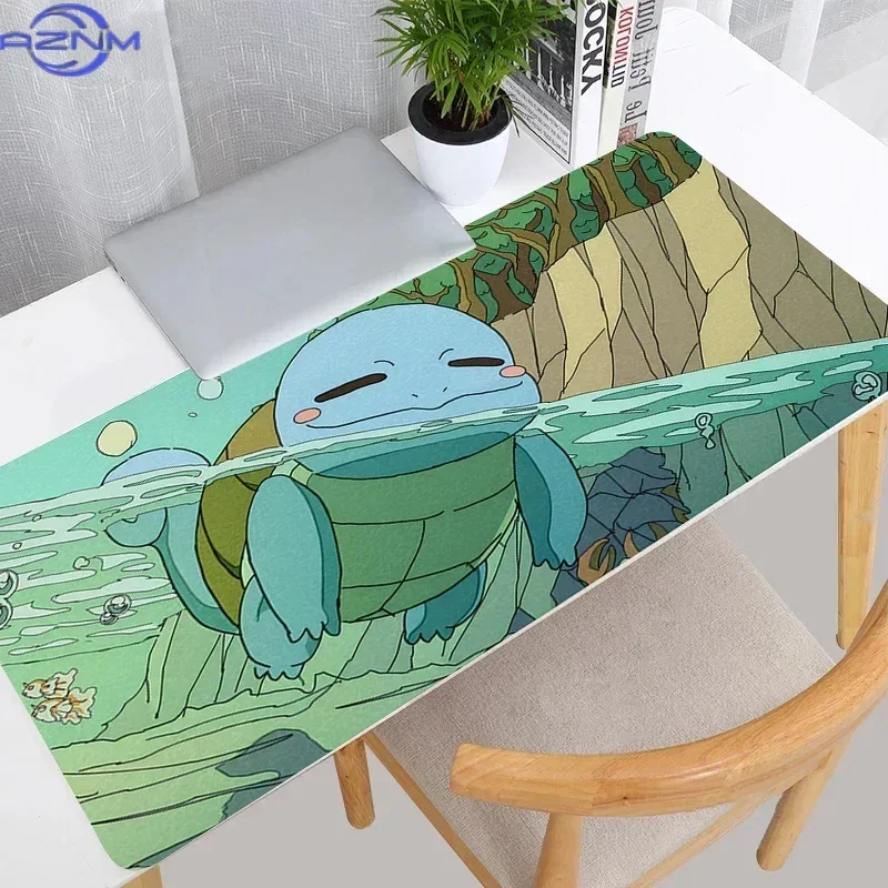 Large Extended Mousepad, Underwater Cave Scene Cute Blue Cartoon Turtle Art Desk Mat, Rubber Non-Slip Base, Waterproof Gaming Ke