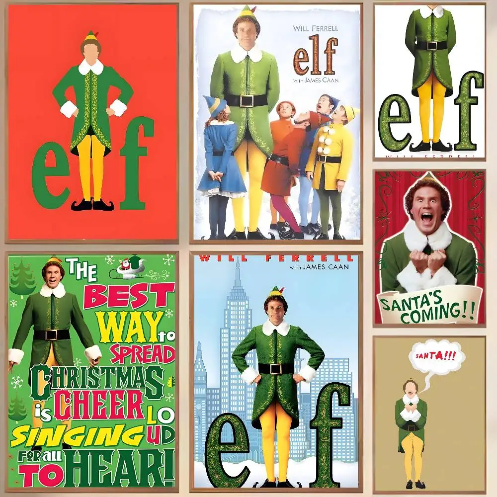 Póster de películas de comedia navideña E-Elf-MT, arte HD impermeable, pared adhesiva, decoración estética para el hogar y el dormitorio, regalos
