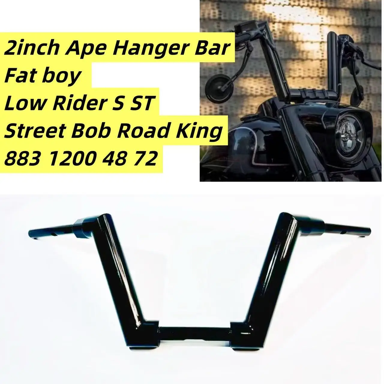 

Motorcycle 2'' APE Hanger Bar For Harley Softail Low Rider S ST Fat Boy Street Bob Breakout Fat Bob Heritage 883 1200 Handlebar