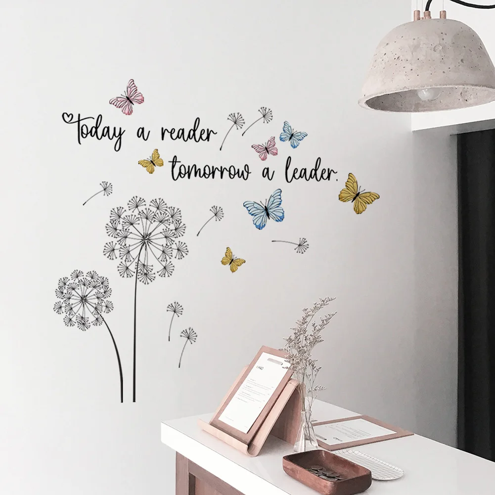 Dandelion Butterfly Inspirational Quotes Wall Sticker Living Room Decoration Decals Bedroom Background Decor For Home Wallpaper