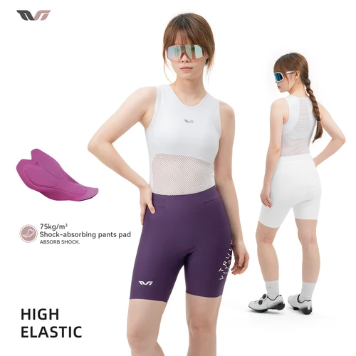 Imagen 2 del producto Pantalones cortos de ciclismo ROCKBROS TVI de verano pantalones cortos ligeros y transpirables de alta elasticidad con cojín de esponja suave pantalones cortos deportivos para ciclismo para mujer