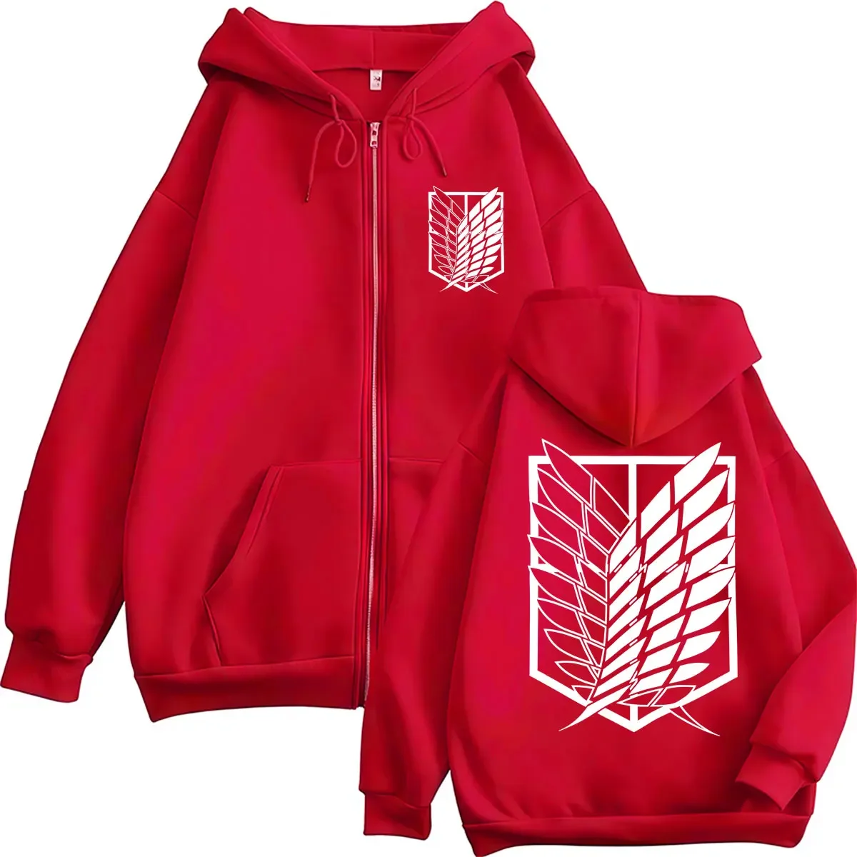 Anime Attack on Titan Zip-Up Hoodie Mikasa Ackerman Eren Jaeger Wings of Freedom Classic Logo Sweatshirt Herren Loose Fleece Coats – Detail 5