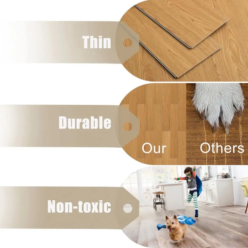 Waterproof SPC Vinyl Plank Flooring Rigid Core Luxury Tiles Easy DIY 9 Pieces Wood Look 48x7 Inch