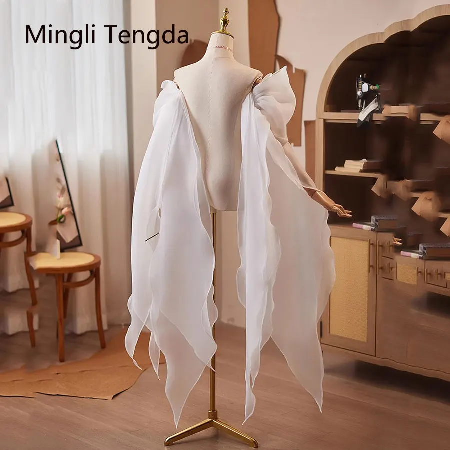 Tengda-Gants de mariée en organza pour mariage, manches longues moelleuses, rotateur toxique, bras couverts, accessoires pour patients isotagérés, placage de films