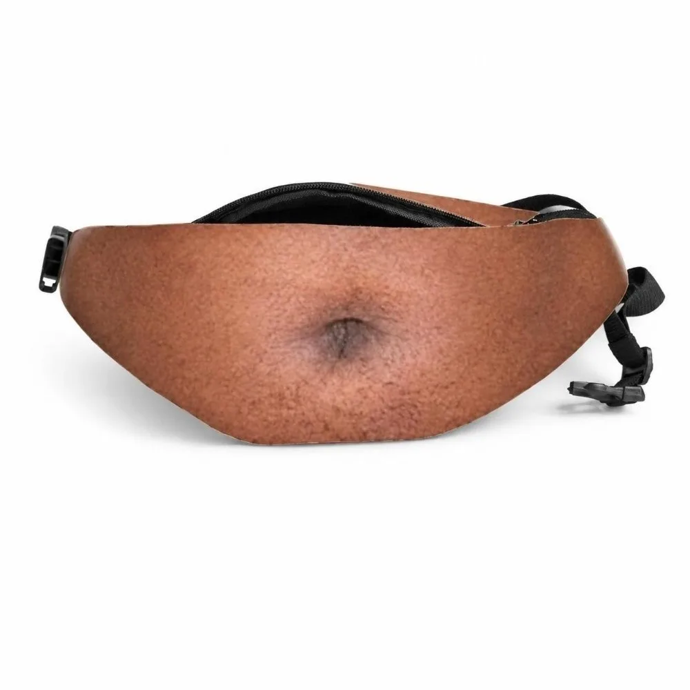 Funny 3D Belly Bum Pouch Pop Design Flesh Color Belt Bag Zipper Closure Dad Bod Style Waist Bag for Men
