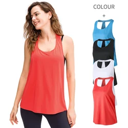 Women's Sleeveless Sports Vest, Yoga Cover-Up, Breathable, Sweat-Wicking, Quick-Drying, Fitness, Running, Loose Top, Vest