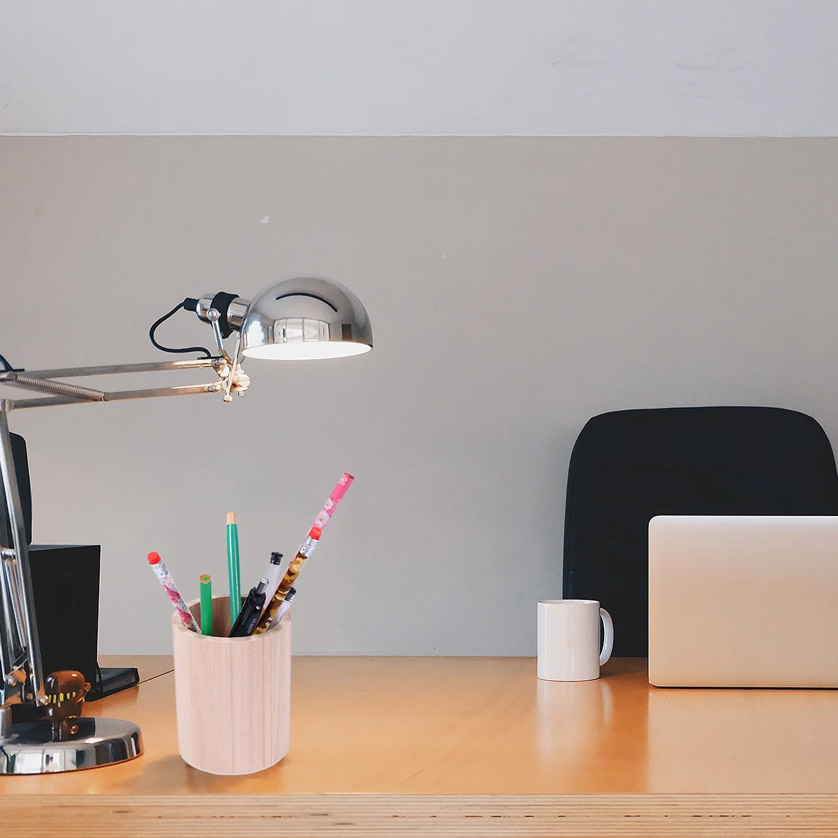 2pcs Wooden Pen Holder Round Shape Multifunctional Desk Organizer Pencil Storage Container For Home Office Accessories Sturdy