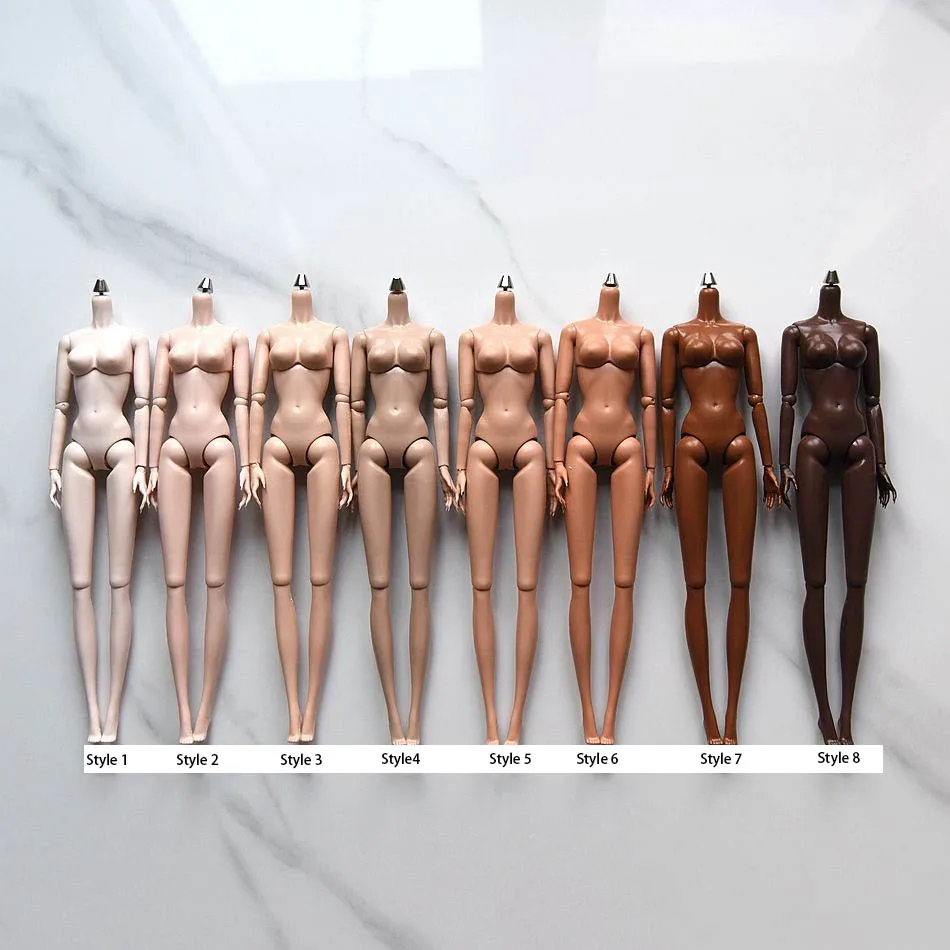 1/6 Supermodelo Nude Action Figure Pelle nera/bianca Collo regolabile Solidi 29 cm Giunti Mobili Accessori per il corpo della bambola nuda