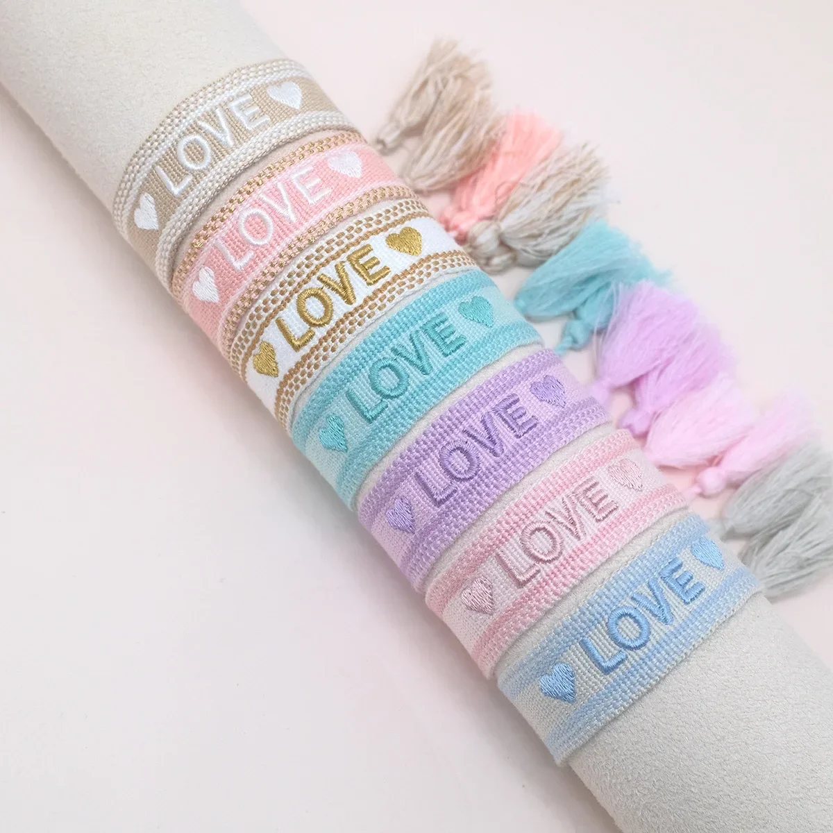 

2023 New Adjustable Woven Friendship Couple Bracelet For Women Bohemia Braided Embroidery Letters Tassel Bangles Fashion Jewelry