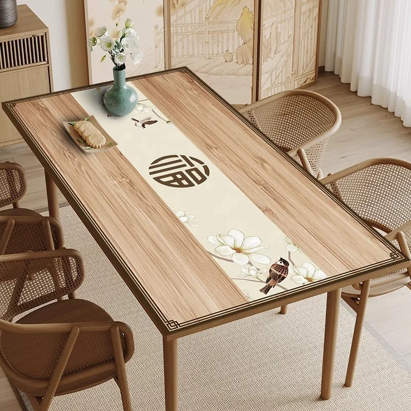 Imitation Wood Grain Decoration Dining Table Mat PVC Waterproof Oil-proof Heat Insulation Soft Mat Coffee Table TV Cabinet Mat