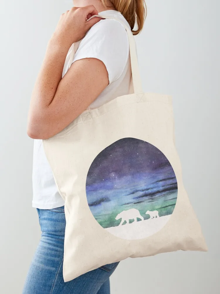 Aurora borealis and polar bears (light version) Tote Bag bags woman 2025 Handbags foldable reusable bag