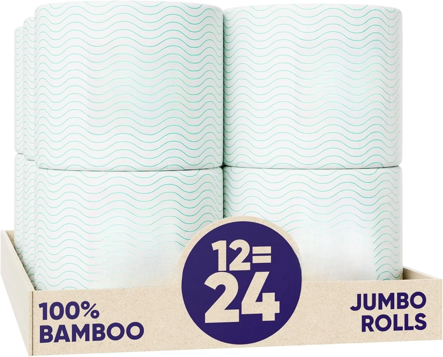 

Organic Bamboo Toilet Paper 12 Rolls 3-Ply 300 Sheets Per Roll PFAS Free FSC Certified Plastic Free Vegan