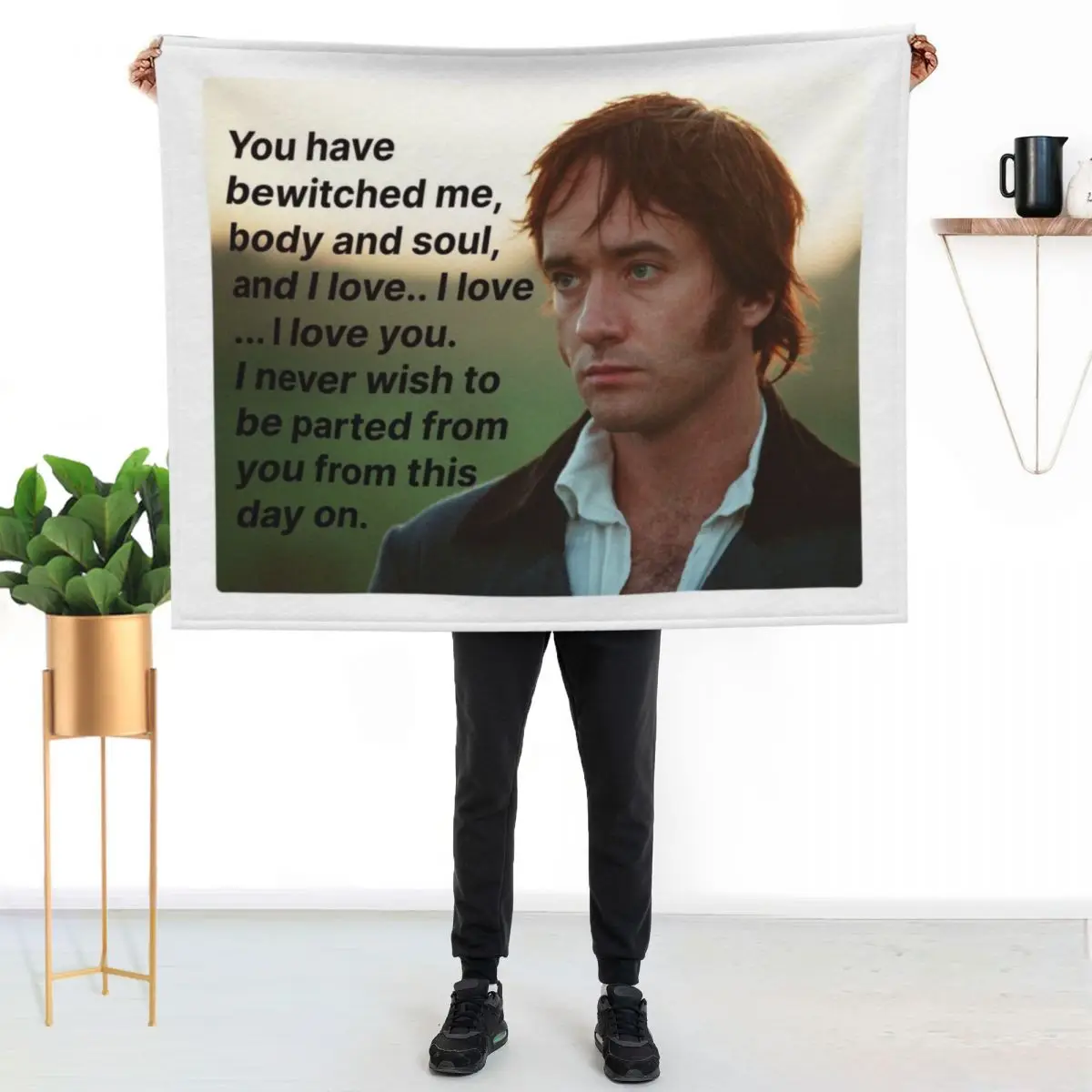 

Mr. Darcy Valentine's Day Quote Throw Blanket Faux Fur Soft Warm Blanket for Bed