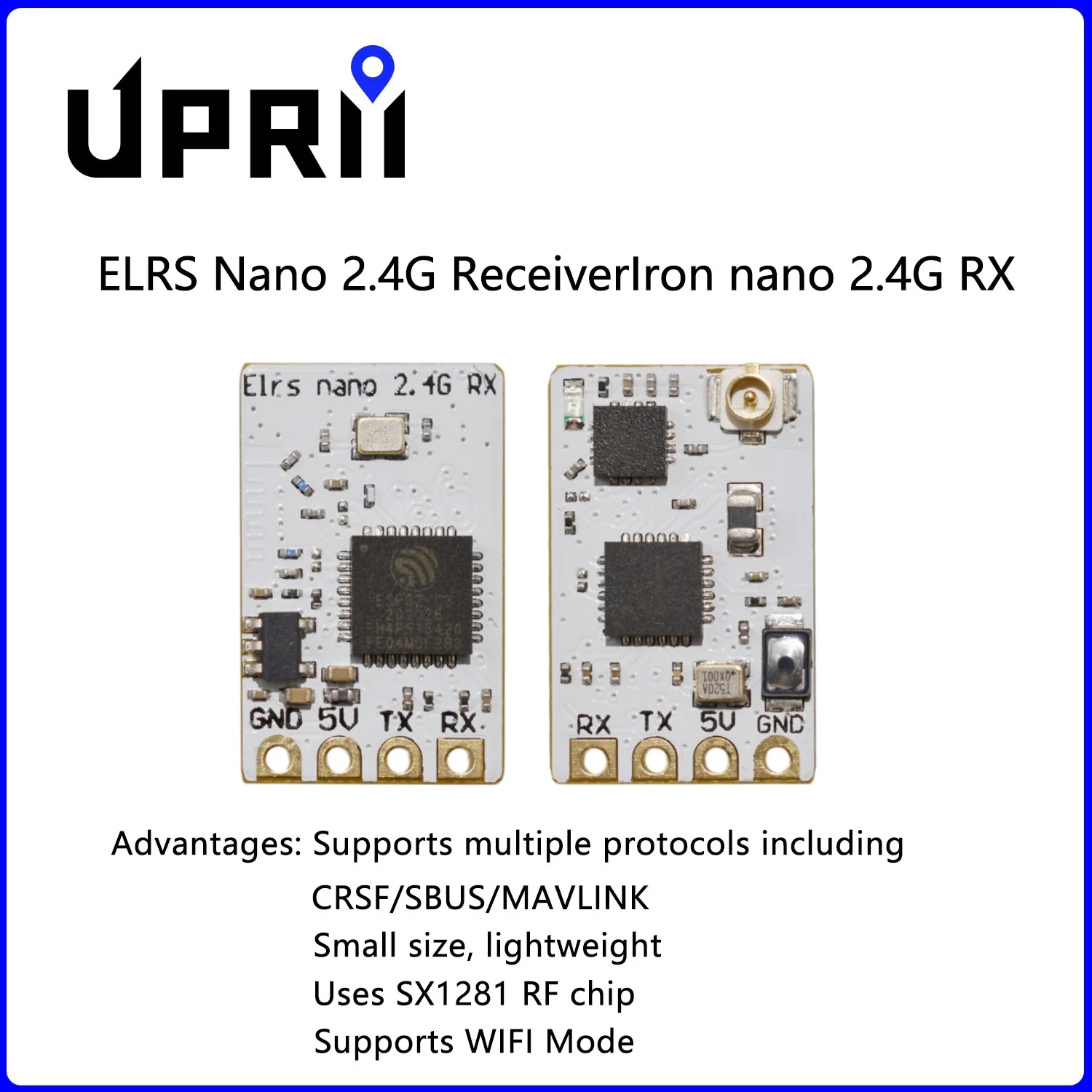 ELRS 2.4G Receiver with ESP32 High Refresh Rate Main Controller for Racing Drone, DIY Parts for RC Airplane Long Range FPV Drone