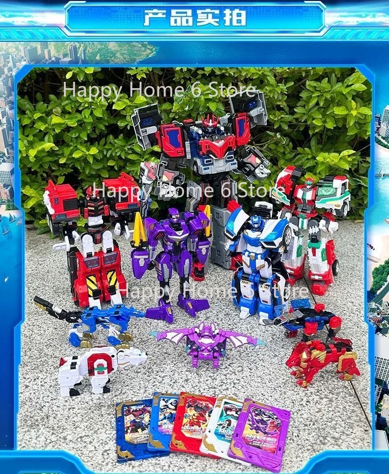 

New Metal Cardbot Transforming Card to Robot Ornaments Action Figures Mega Ambuler Transformation Robot Model Toys For Kid Gift