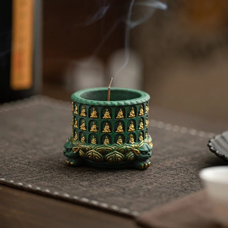Bluestone Thousand Buddha Lotus Incense Holder Zen Style Table Ornament Incense Tray Tea Ceremony Indoor Aroma Incense Burner