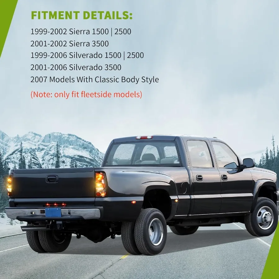 مجموعة المصابيح الخلفية متوافقة مع 19992006 تشيفي سيلفرادو 1500 2500 3500 و 2007 سيلفرادو مع نمط الجسم الكلاسيكي أيضًا Fi