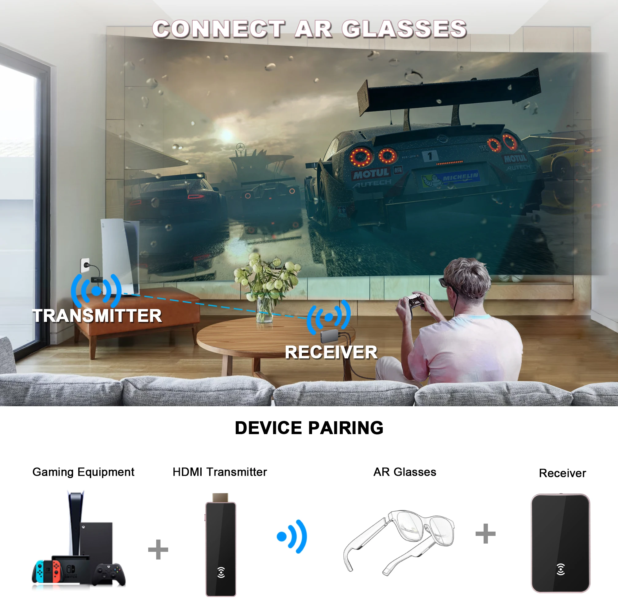 60GHz 0 latency 30m high definition wireless transmitter and receiver FHD millimeter wave gaming wireless expander