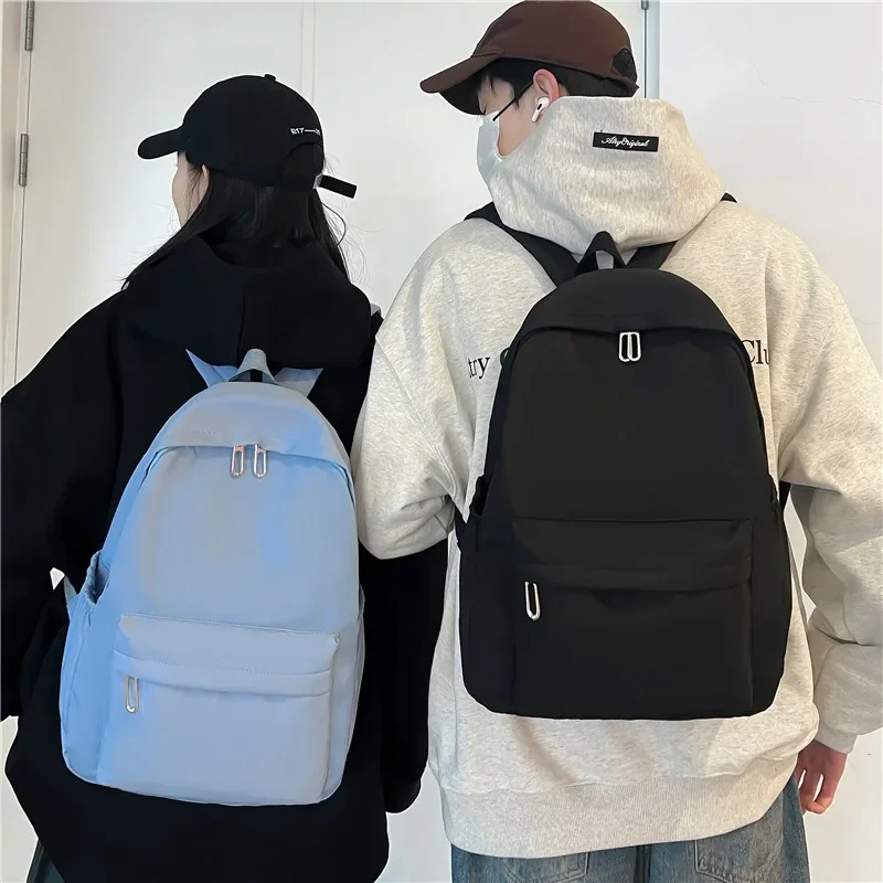 حقيبة ظهر النسخة الكورية حقيبة سفر ذات سعة كبيرة بلون سادة حقيبة مدرسية لطلاب المدارس الثانوية والثانوية حقيبة ظهر متخصصة