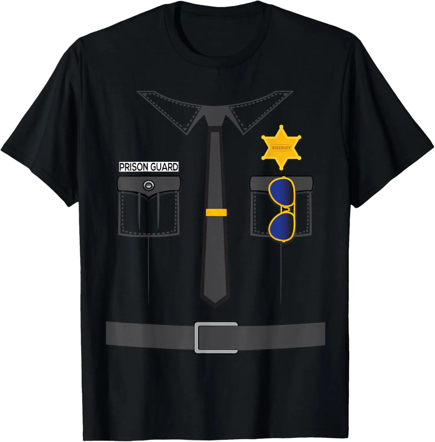 Camiseta divertida del disfraz de Halloween fácil del oficial correccional de la guardia de la prisión