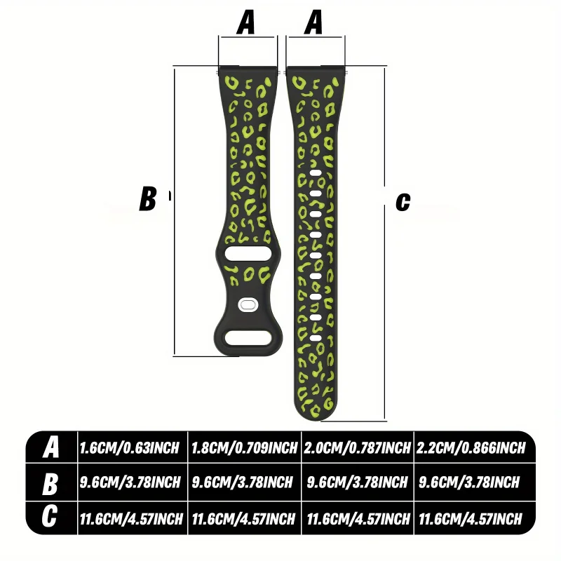 16/18/22mm Leopard Print Engraved Strap for Samsung Galaxy Active2 40/44mm & Watch7 For Huawei GT5/4/3 Slim Soft Adjustable Band