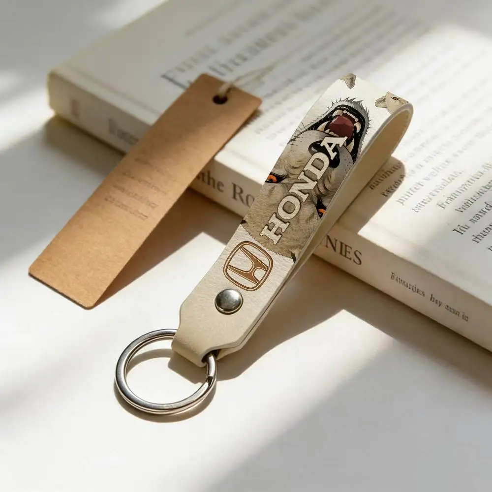 

For Honda Soft PU Leather Motorcycle Keychain Lightweight Key Holder For Scooter Racing