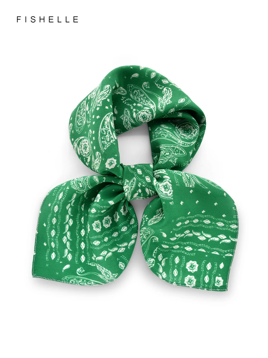 

Зеленый пейсли, 100% натуральный шелковый шарф, крепдешин, шелковые женские шарфы, шаль, шейный платок, галстук, платок, подарки, повязка на голову