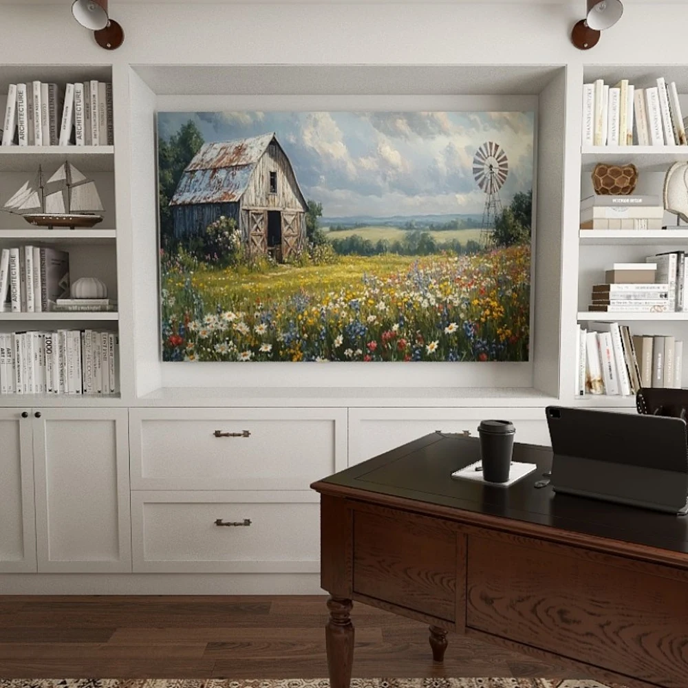 

1.5-Inch Thick Pine Solid Wood Frame, Canvas Wall Art, Birthday Gift Art Wall Painting, Bedroom, Office, Living Room