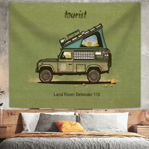 Vintage VW T2 Tapestry - Retro Camper Art, Perfect for Bedroom Decor, Boho Style, Enhance Your Space with Nostalgic Vibes