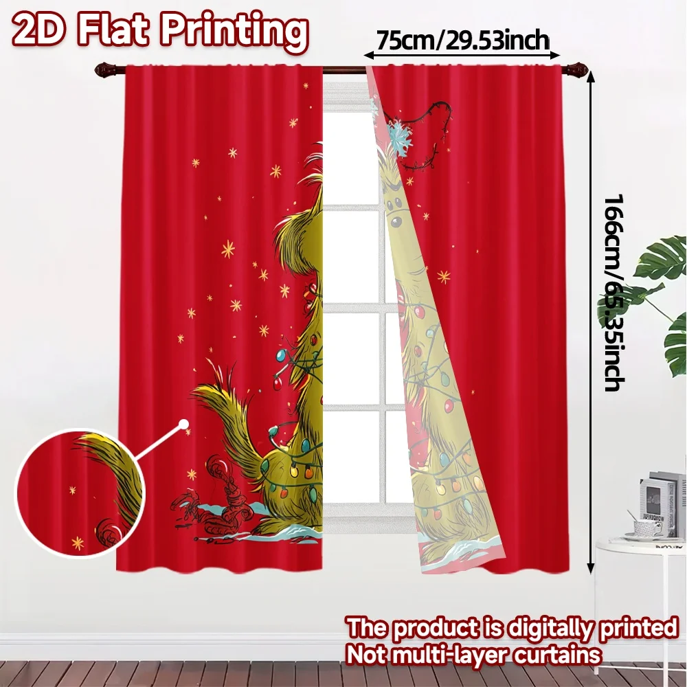 2D Flat Printing,JIT 2pcs, Curtains (Without Rod) Festive Pooch Chic Curtains&Window Treatment Durable 100% Polyester Fabric