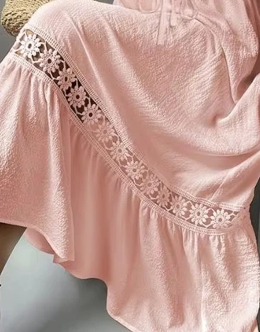 

Women's Chic Maxi Dress Smocked Design Decorative Lace Fashionable Summer Looks