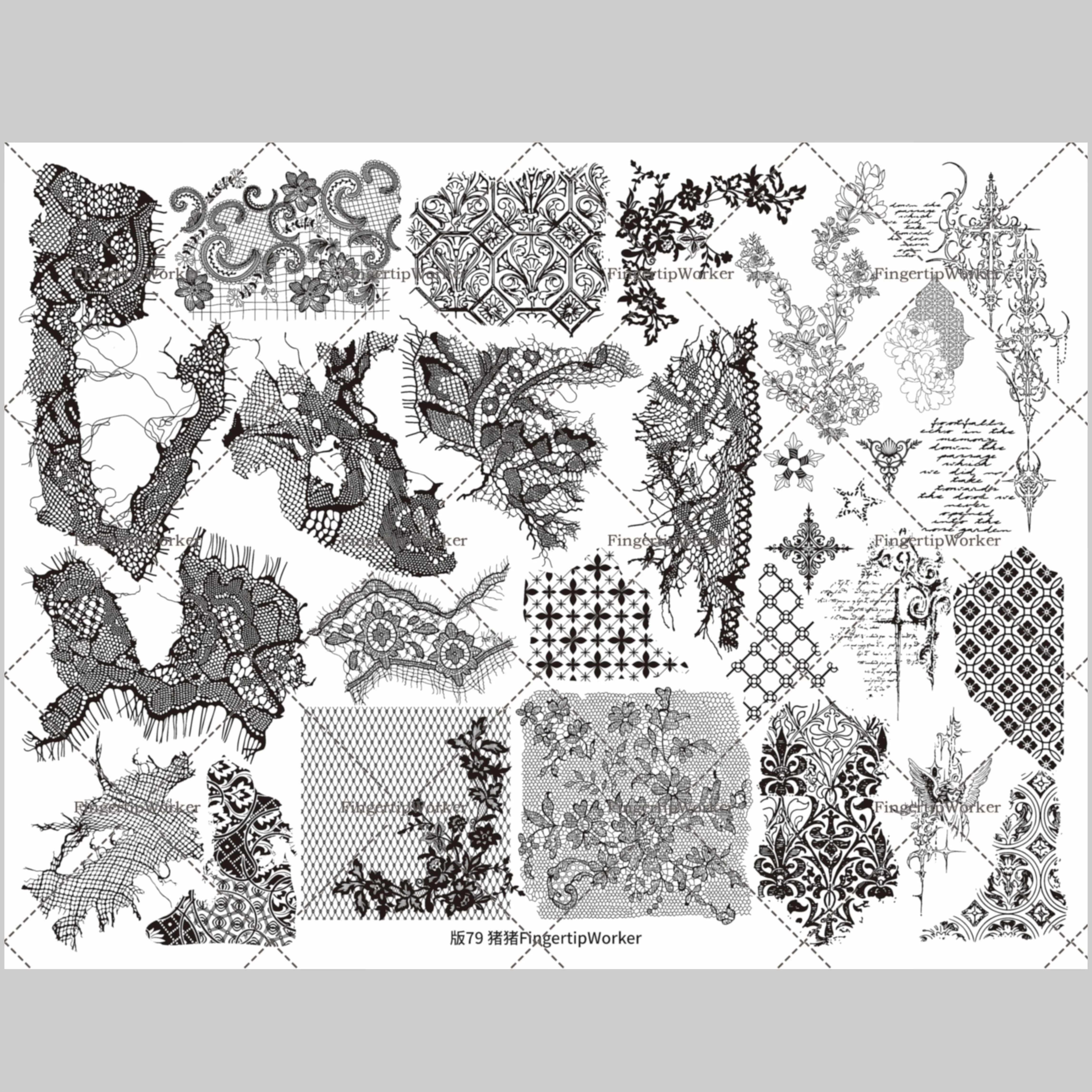 

Dark series lace butterfly 2026 background board Japanese style Stainless Steel Stamping Plate Template DIY Stencil Stamp
