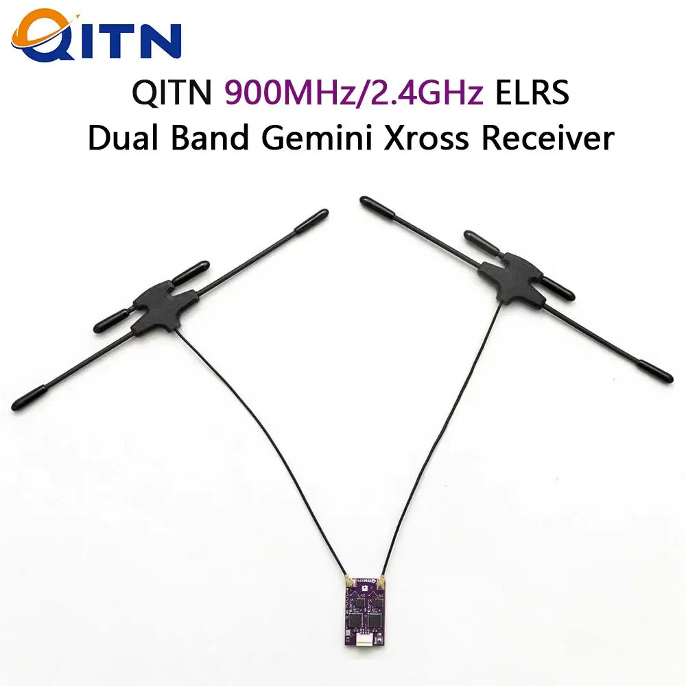 

1/5PCS QITN 915MHz 2.4Ghz ELRS Dual Band Gemini Receiver Buint-in ESP32-D4 LR1121 TCXO chip For RX FPV Racing Long Range Drone