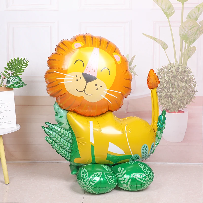 

1pc Cartoon Lion Coconut Tree Aluminum Film Balloon Cute Safari Animal Kids Birthday Party Baby Shower Decoration Supplies