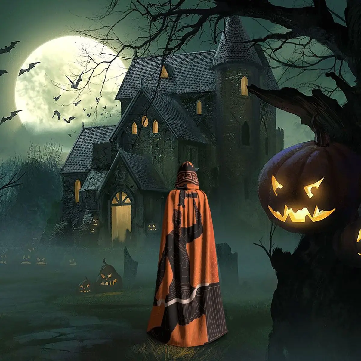 Greek Mythology Three Moirai Long Hooded Cloak Witch Medieval Costume Cosplay Cape HalloweenVampire Adult Unisex