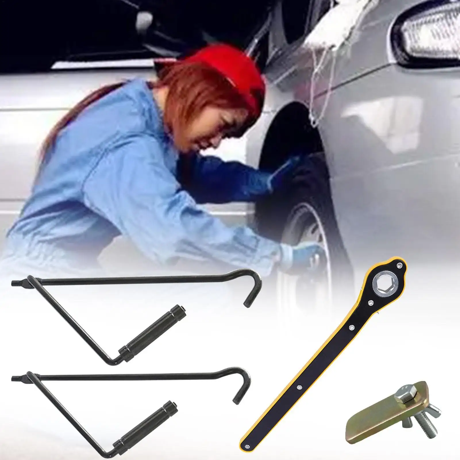 Car Jack Wrench Ratchet Handle Motorcycles Auto Tire Wheel Lug Hand Tool Labor Save Lift Spanner Key Tyre Repair Jack Rocker Arm