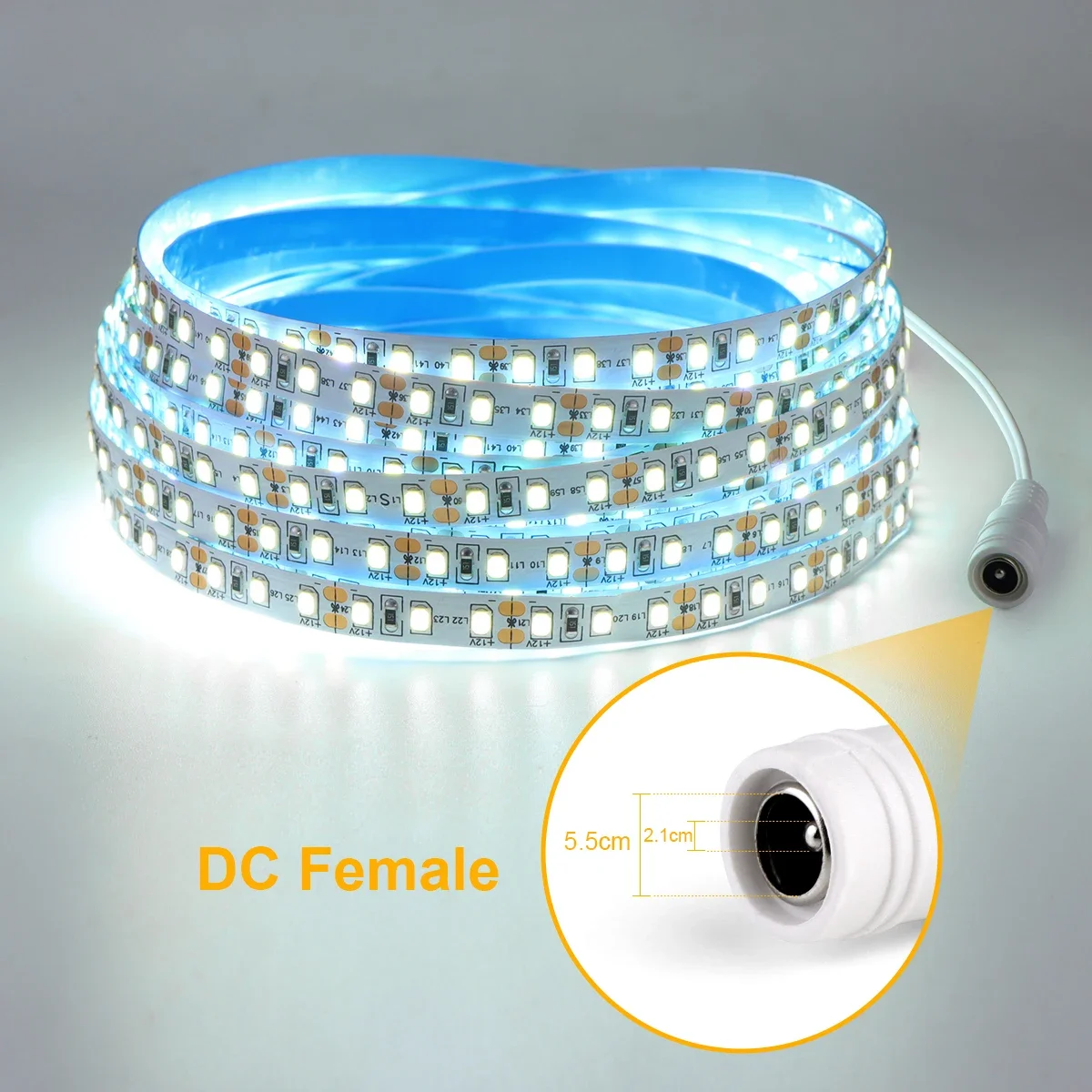 Rouleau de bande lumineuse LED SMD2835, 1M-10M, DC12V 24V, Double couche en cuivre FPCB, 120 diodes/M, bricolage, conception adhésive arrière découpable pour la maison