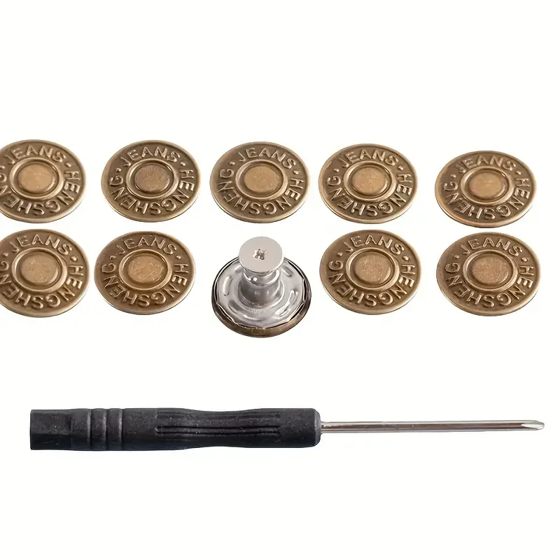 10 stuks verstelbare bronzen jeansknopen zonder naaien - duurzame metalen denim kleding drukknopen voor broeken en accessoires