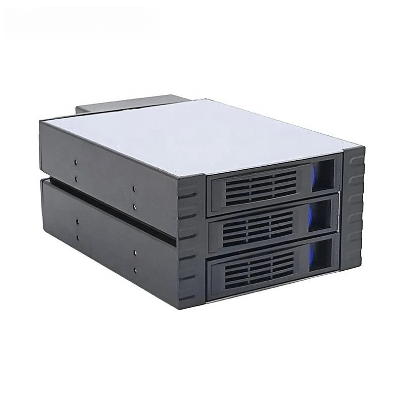 3-Bay Hot Swap Hard Disk Cage Mobile 3.5-inch SATA SSD HDD Rack Cabinet Data Storage For Two 5.25-inch Optical Drive Position