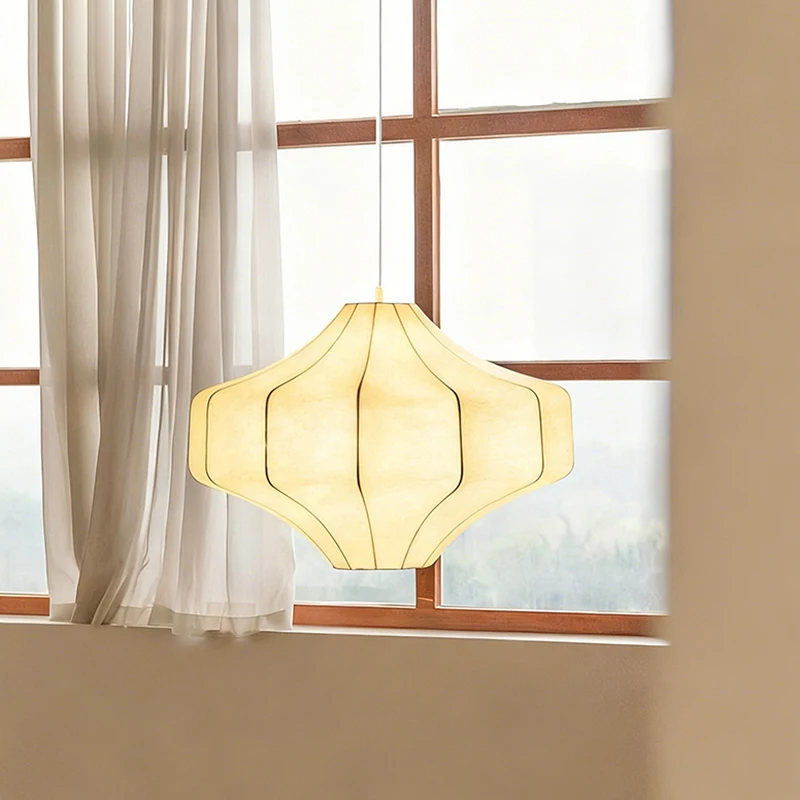 

Japanese Wabi Sabi Silk Pendant Light Living Dining Room Bedroom B&B Personalized Chandelier Home Decor Indoor Lighting Fixtures