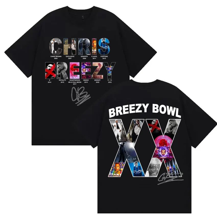 محدودة كريس براون بريزي السلطانية XX جولة 2025 ميرش تي شيرت الراب القوطية ريترو الهيب هوب الملابس تي شيرت الرجال المتضخم القطن تيز