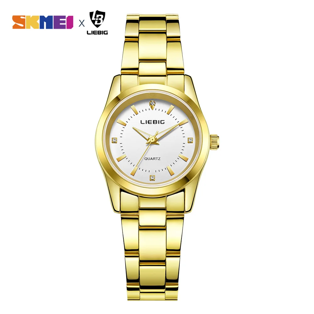 2022 Fashion Golden Quartz Watches Women Luxury Full Steel Strap Waterproof Girls Wristwatch Ladies Clock Relogio hombre L4005