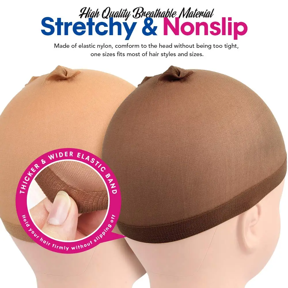 2 PCS Wig Caps,  for Women Non Slip,Stocking Wig Caps for Lace Front, Brown and Light Brown & Black for Women Girl Men