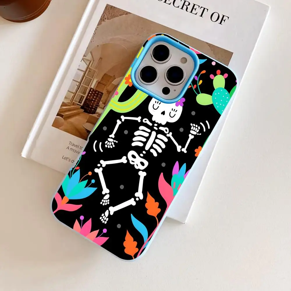 

Чехол для телефона Day of the Dead Jelly, двухслойный, светло-голубой, для iPhone 17 16 15 14 13 12 11 Air Pro Max Plus, защитный